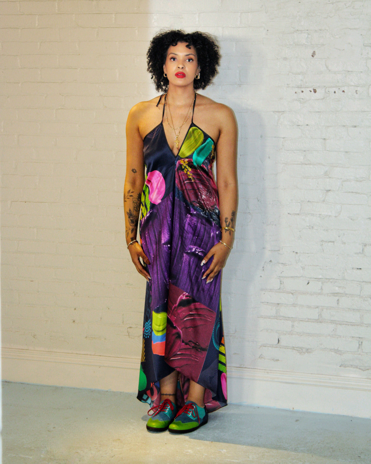 Rainbow at Dusk Halter Maxi Dress – Kkira Feet Shoes Rainbow at Dusk Halter Maxi Dress – Kkira Feet Shoes