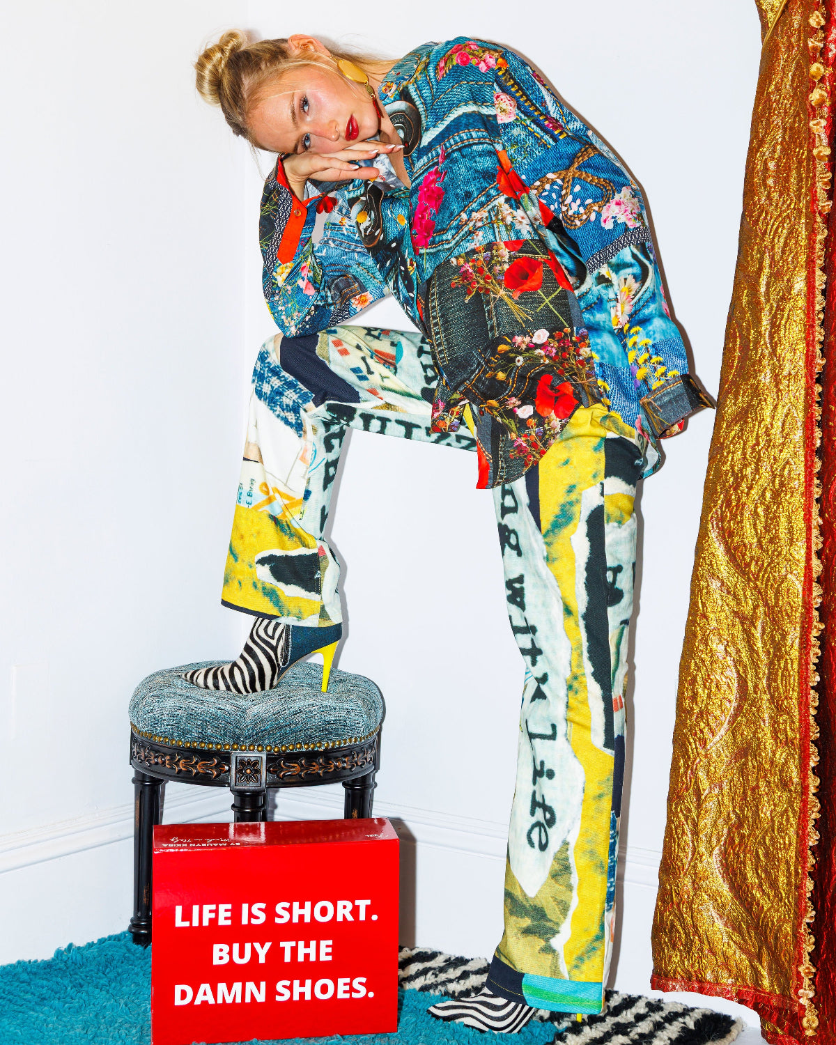 Buzzing with Life Broadsheet Mosaic Jeans