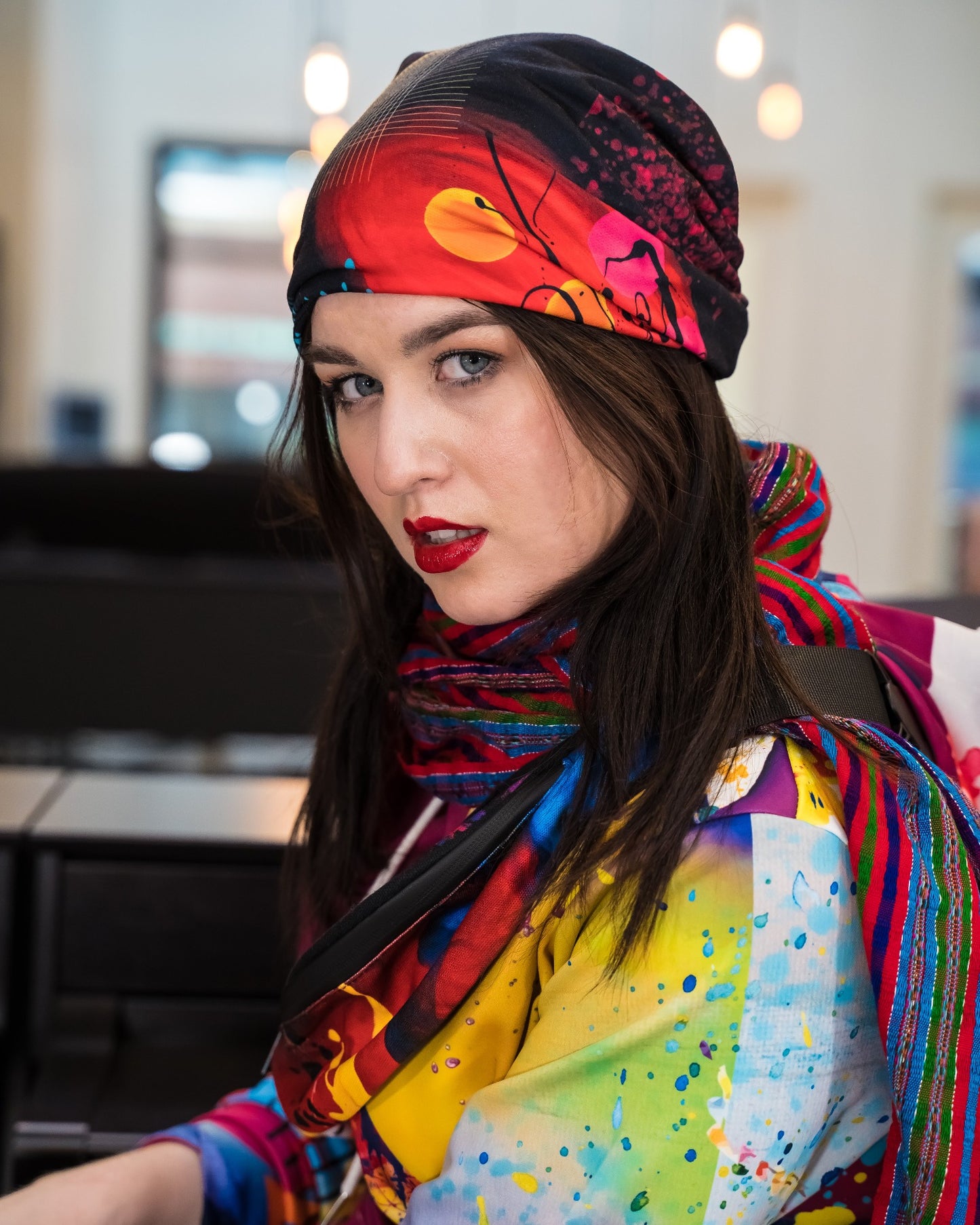 Black Graphic Beanie