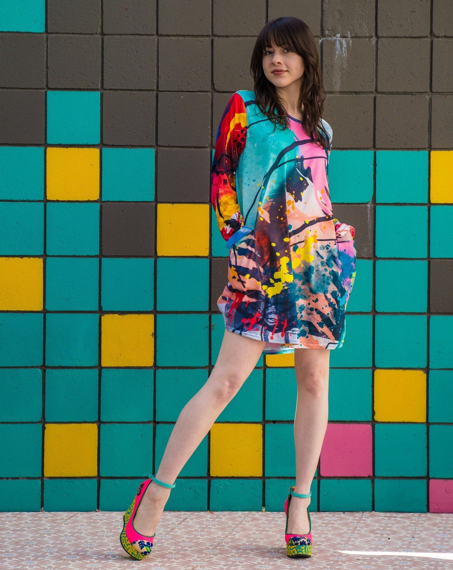 Soft Blue Graphic Oversized T-Shirt Dress M Soft Blue Graphic Oversized T-Shirt Dress M