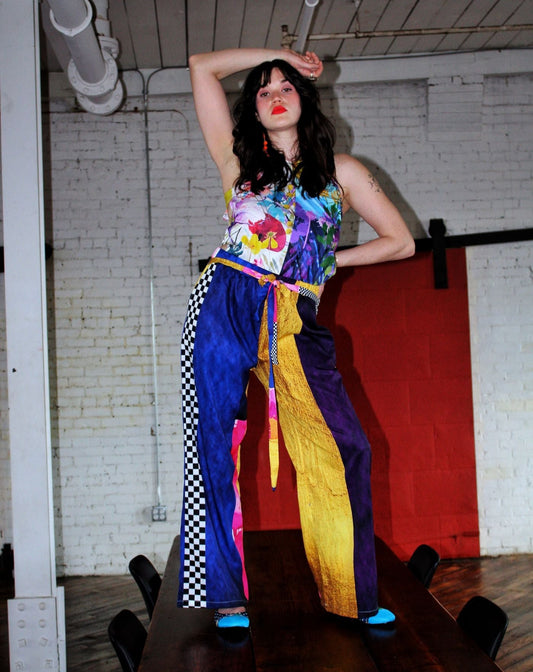 Color Block Striped Flowy Pants