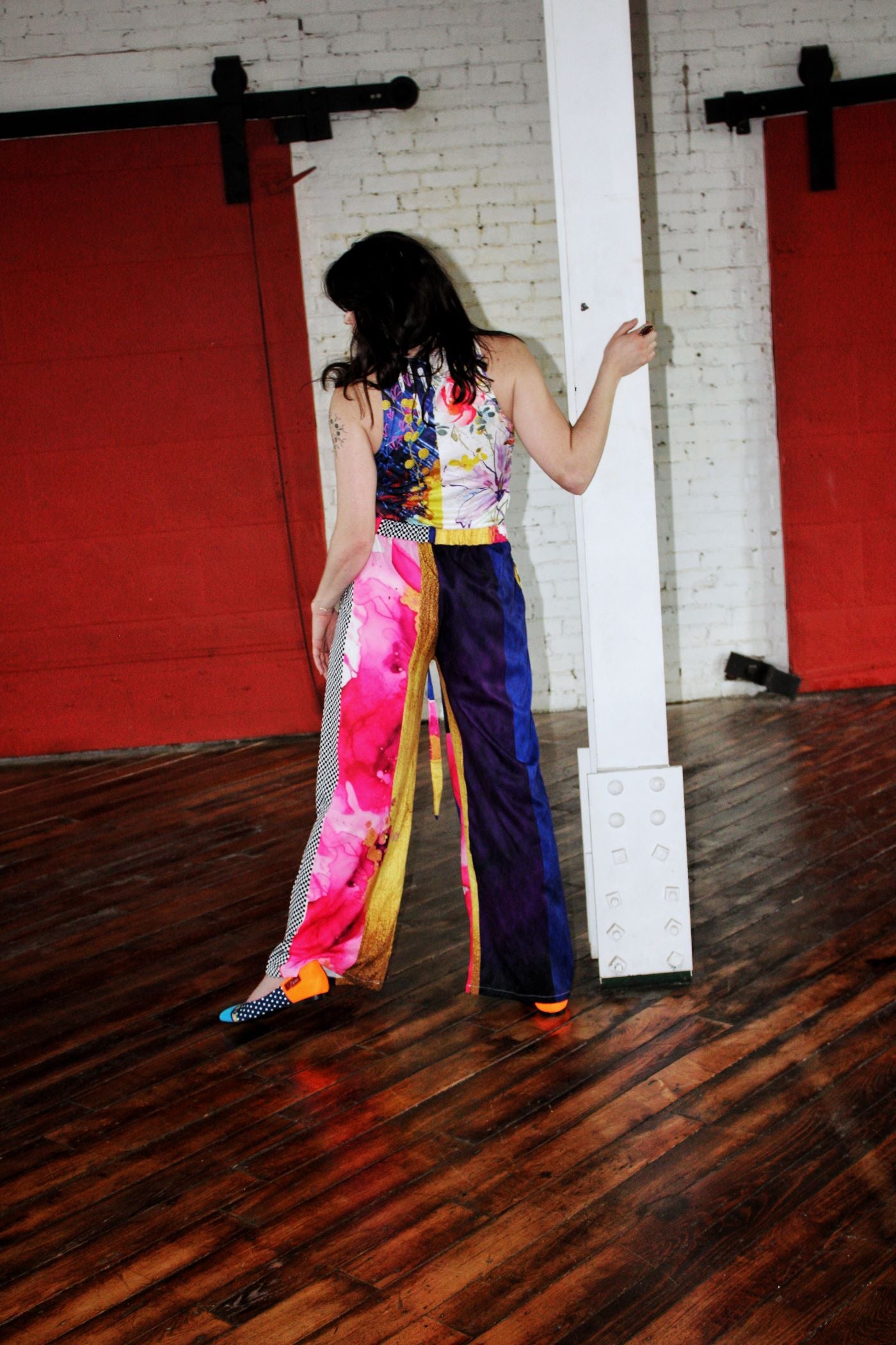 Color Block Striped Flowy Pants
