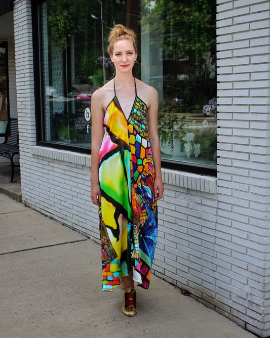 Stained Glass Halter Maxi Dress