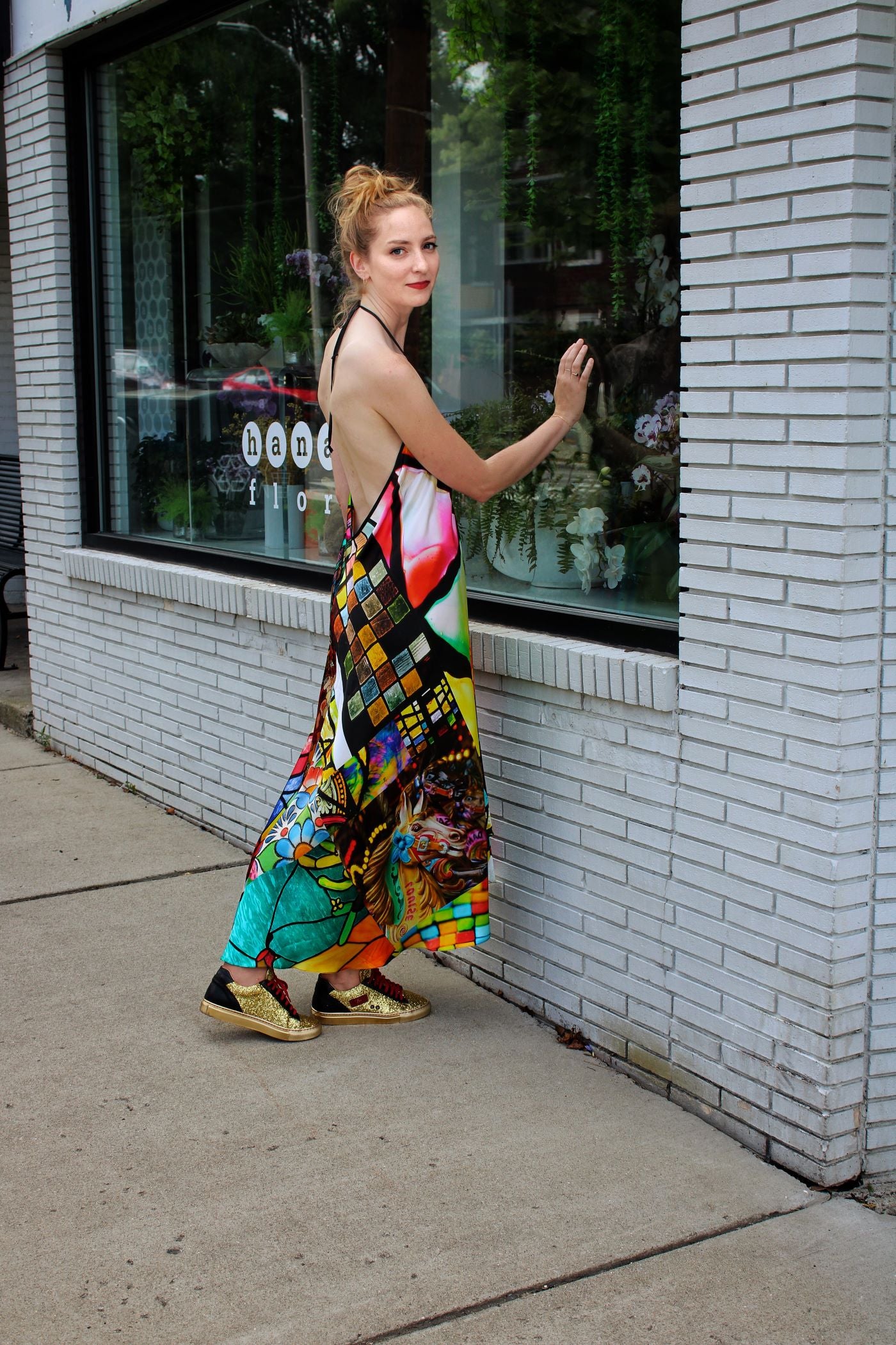 Stained Glass Halter Maxi Dress