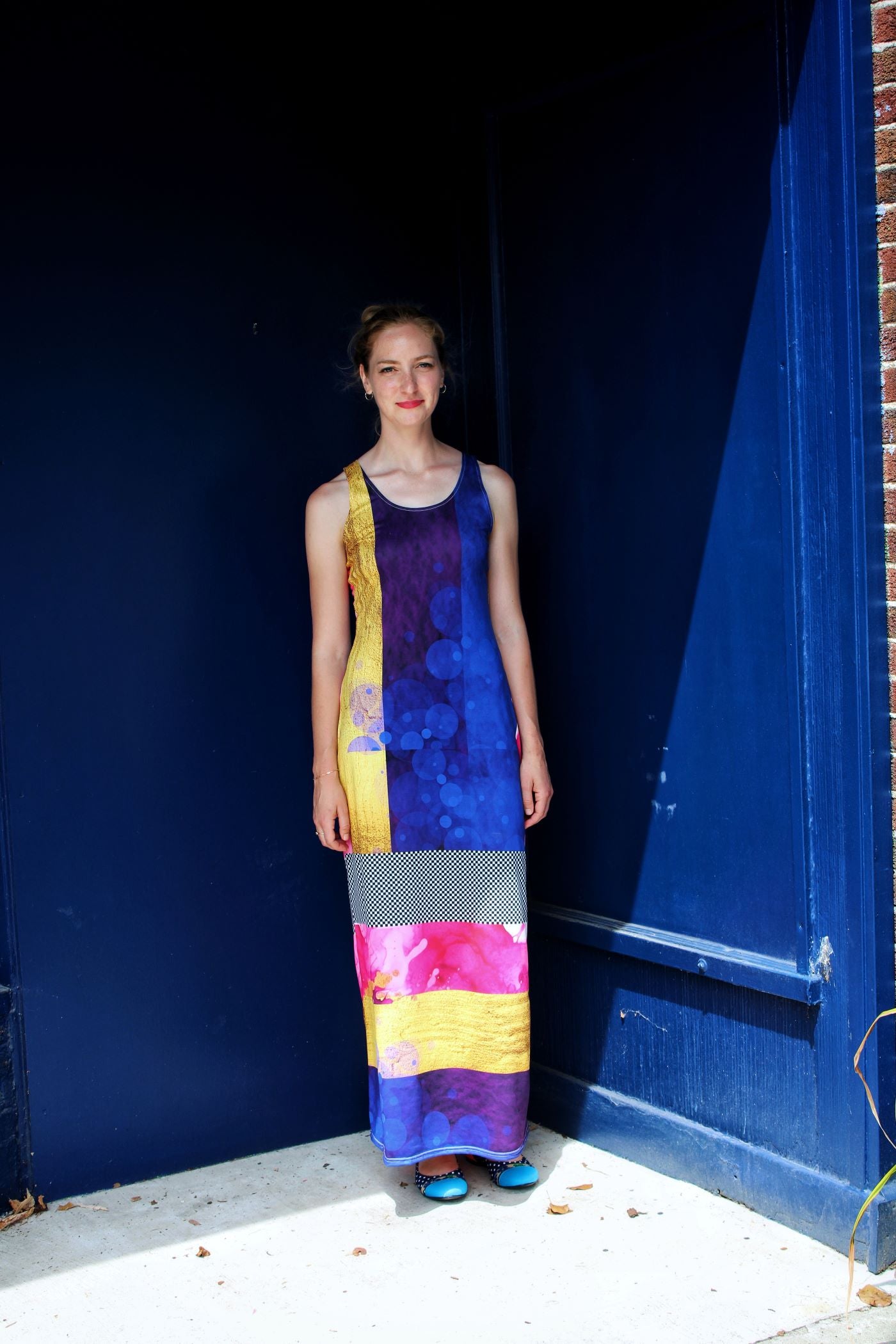 Color Block Striped Long Jersey Dress