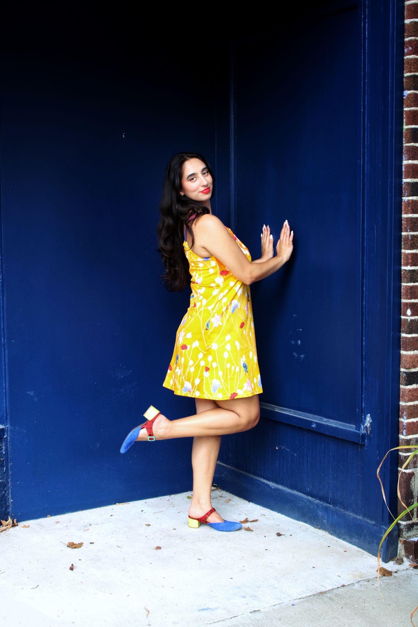 Yellow Floral Trapeze Dress