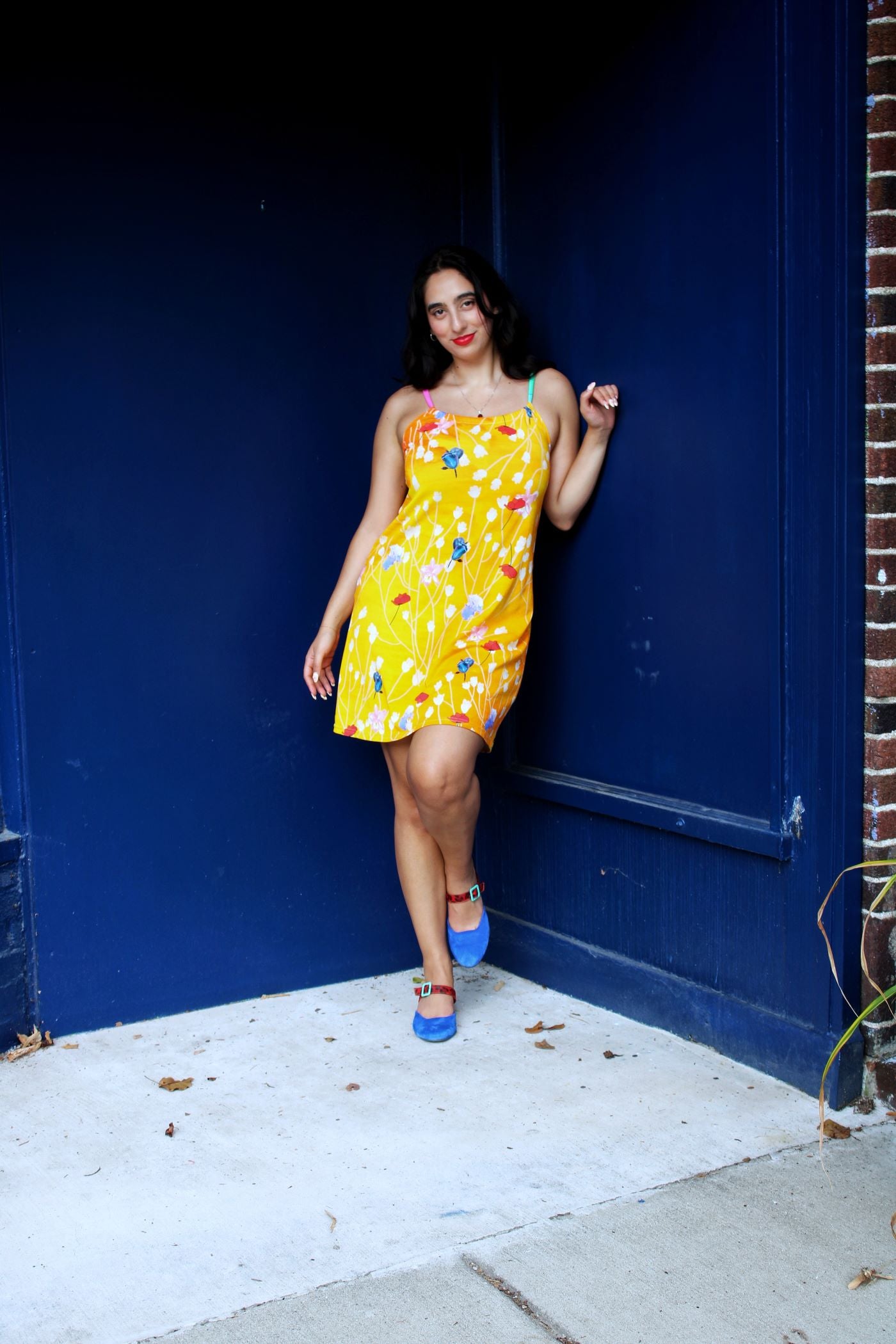 Yellow Floral Trapeze Dress