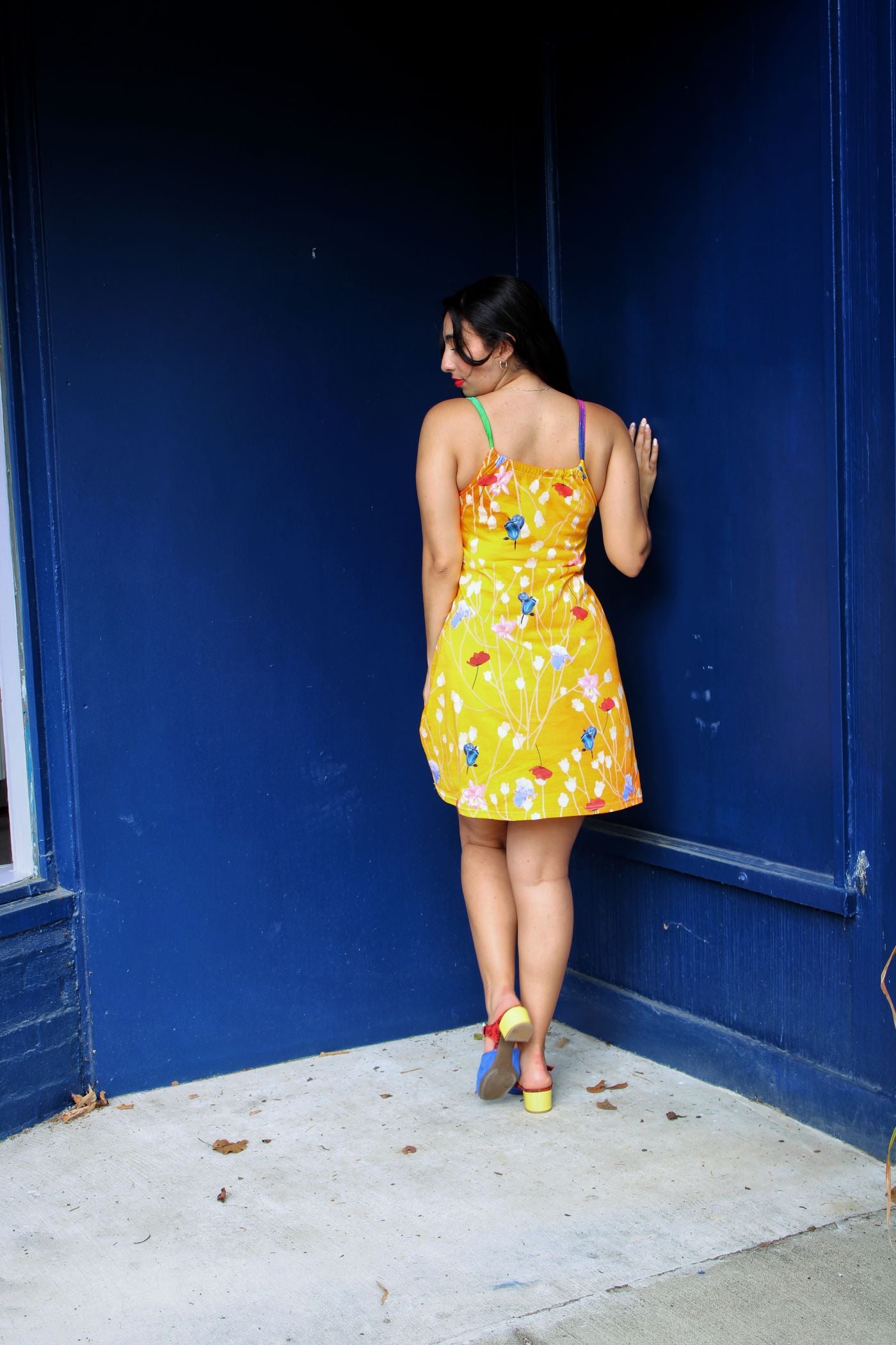 Yellow Floral Trapeze Dress