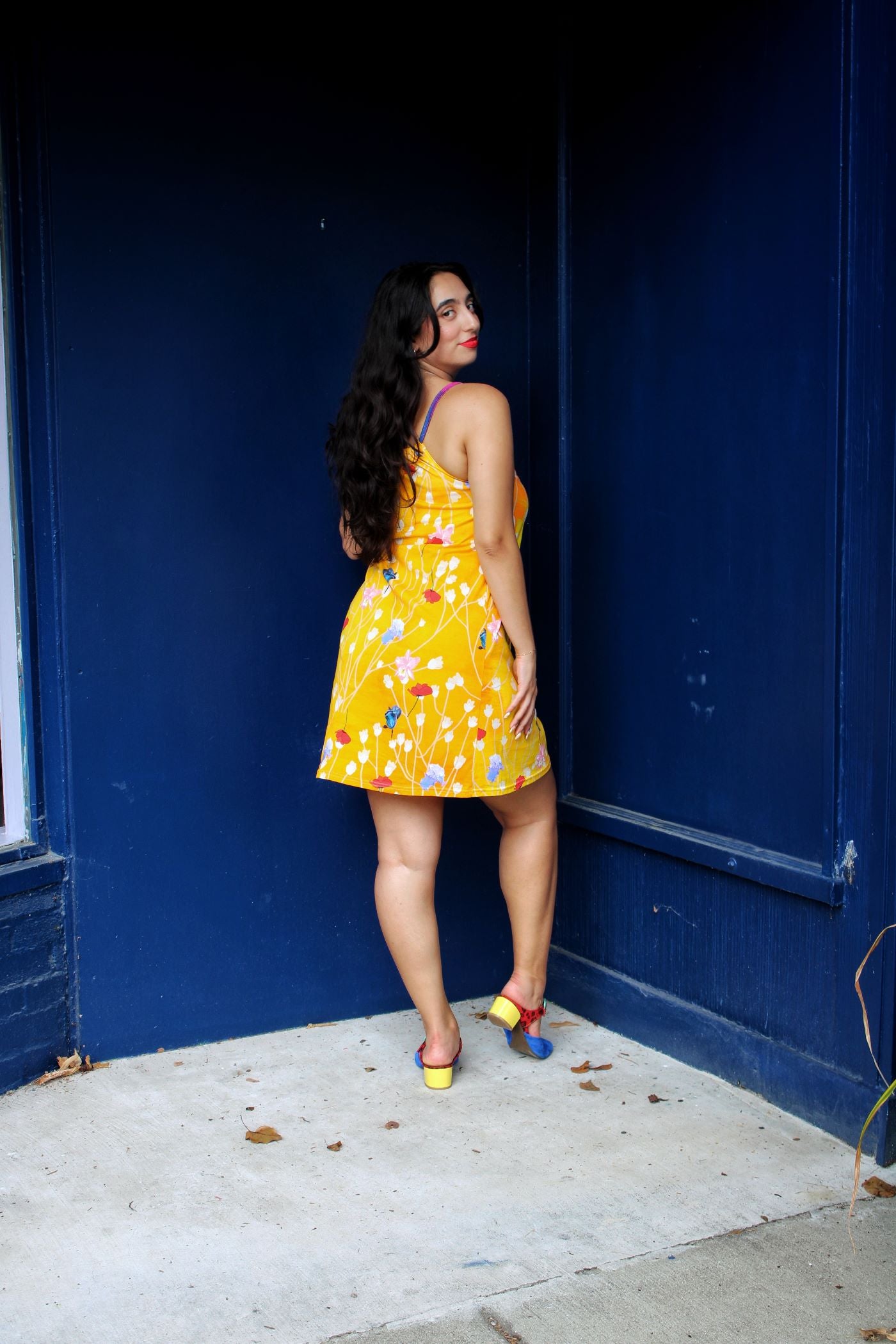 Yellow Floral Trapeze Dress
