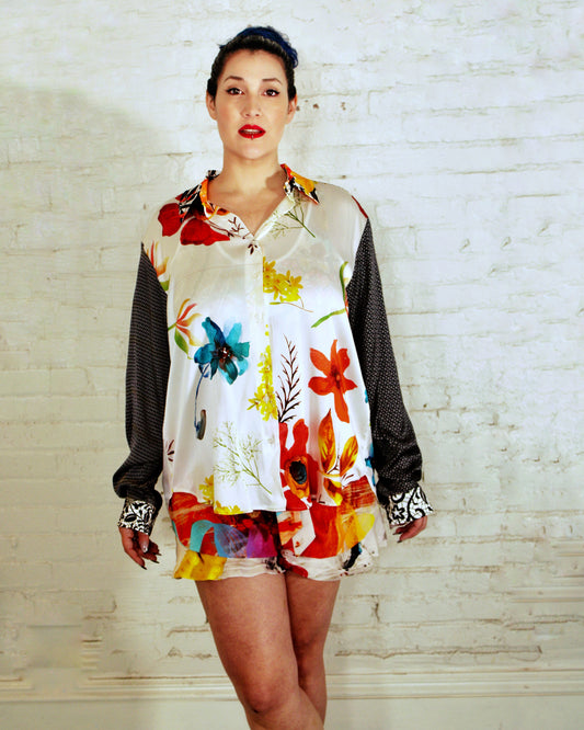White Floral Bliss Oversized Shirt