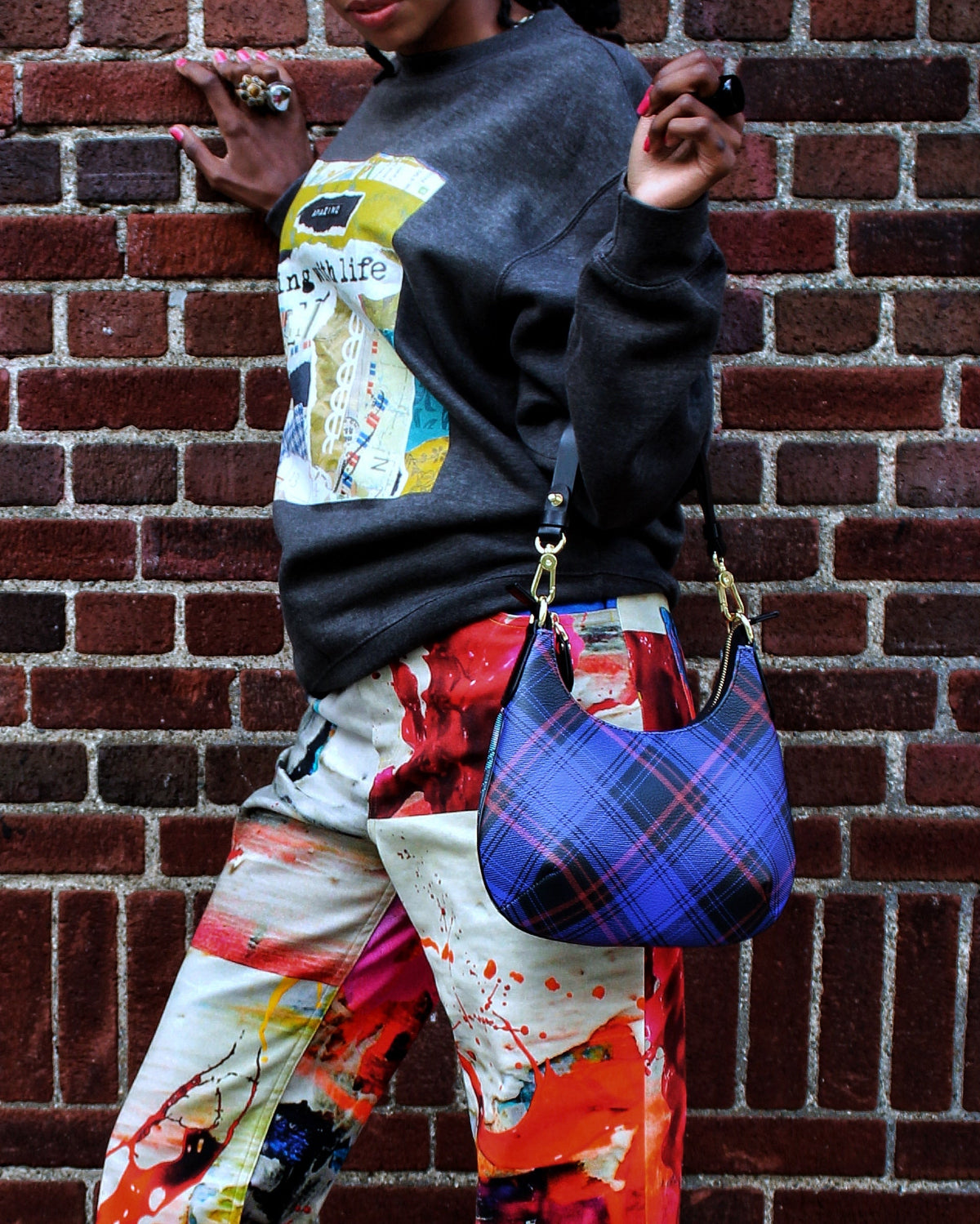 Plaid Print Mini Purse