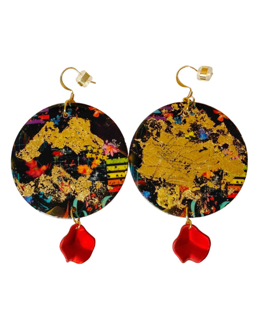 Floral Confetti Circle Earrings