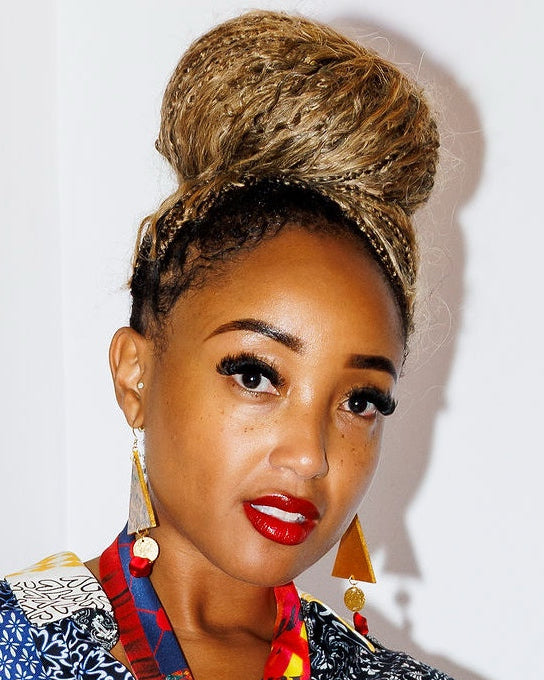 White and Black Graphic in Gold Triangle Earrings