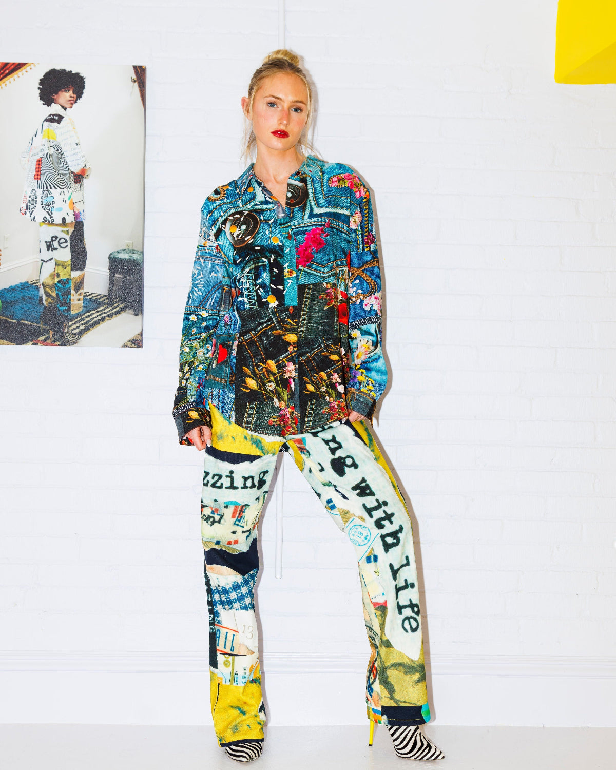 Buzzing with Life Broadsheet Mosaic Jeans