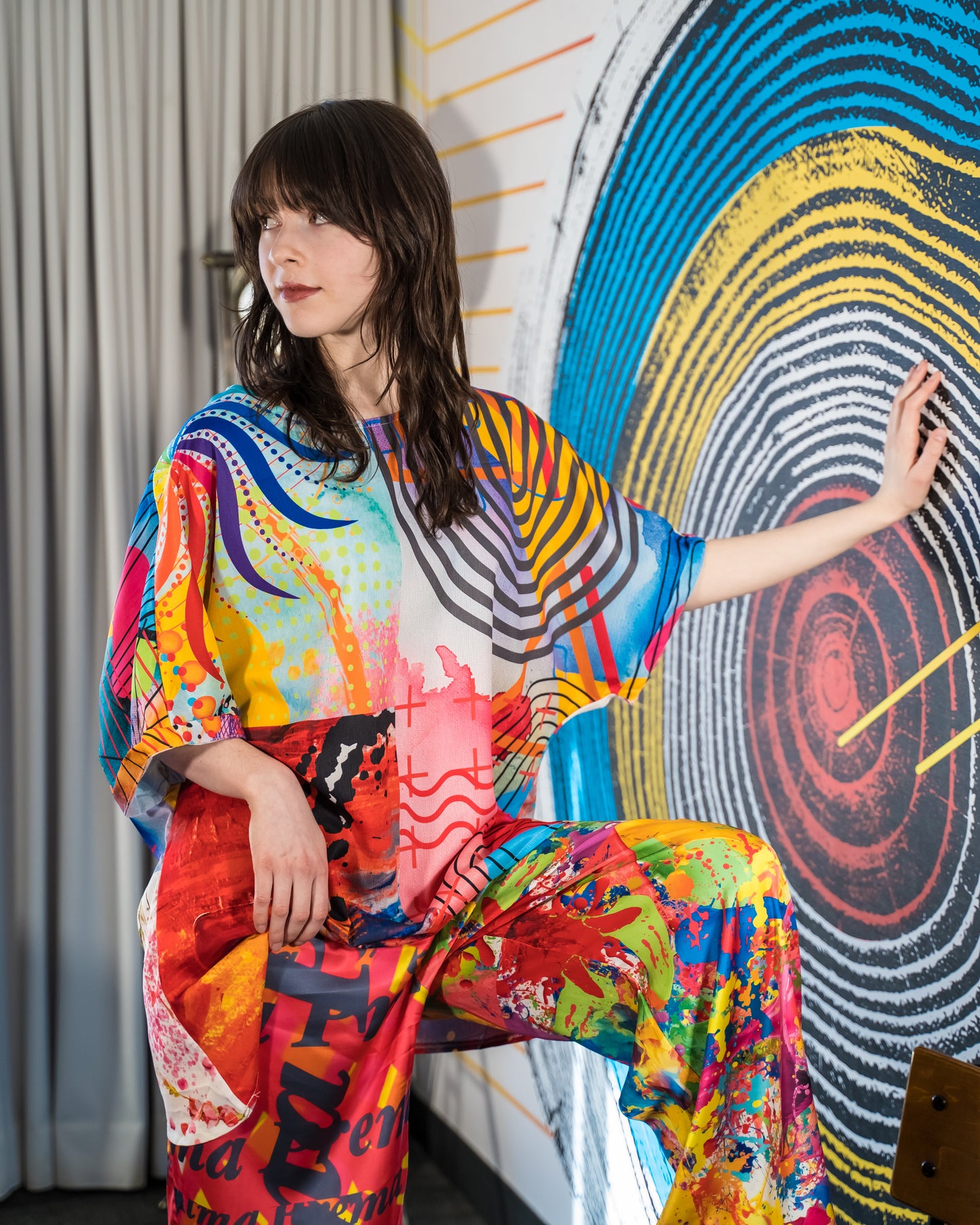 Graphic Multi Bat Sleeve Top