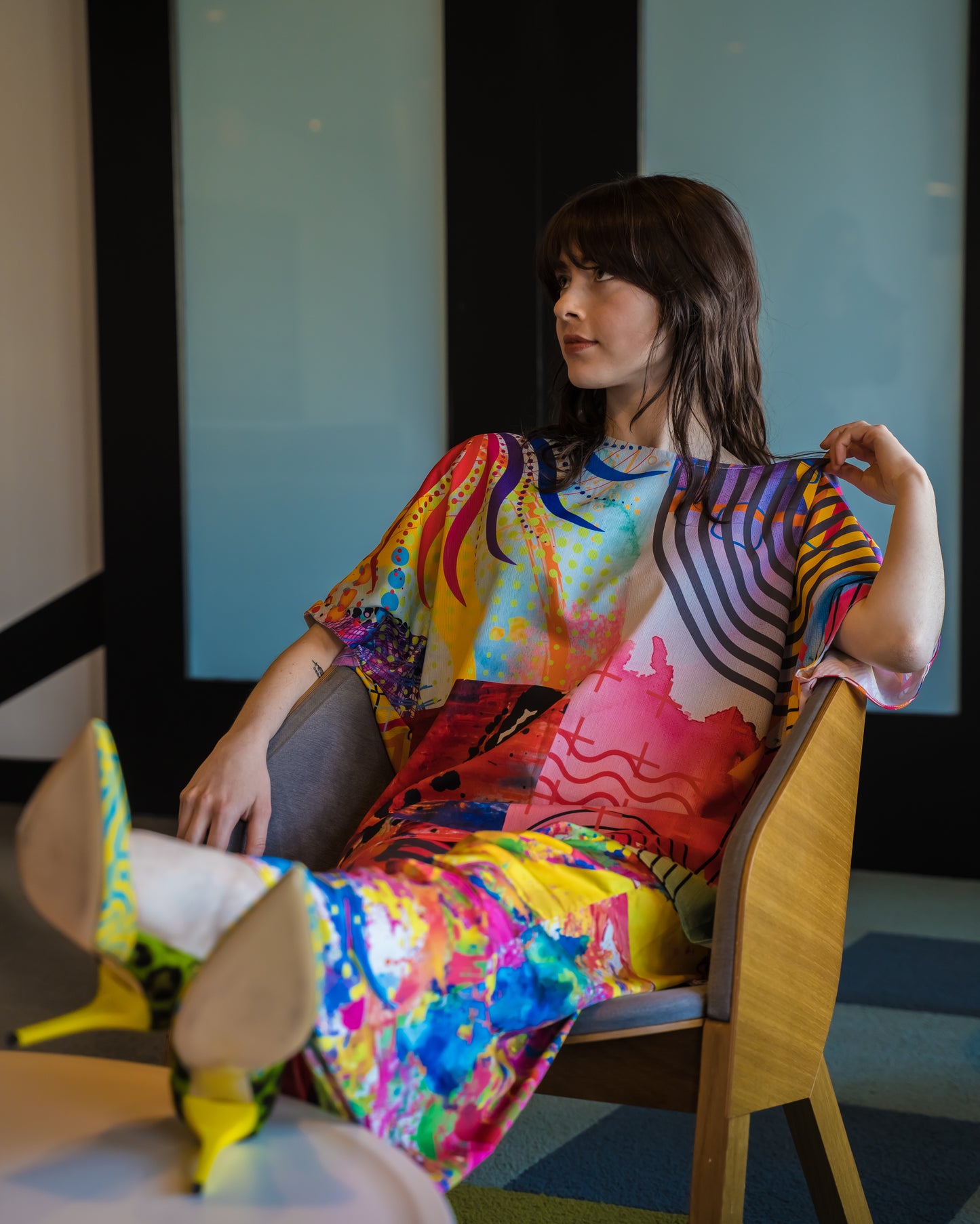 Graphic Multi Bat Sleeve Top