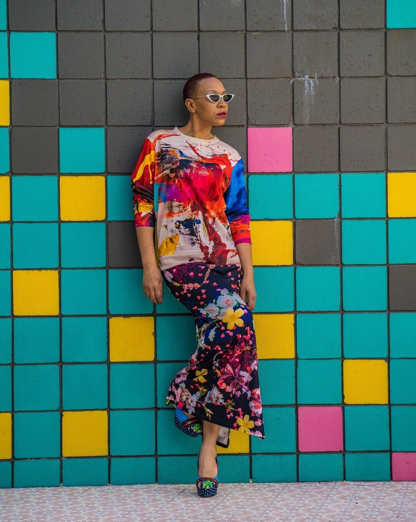 Black Floral Skirt